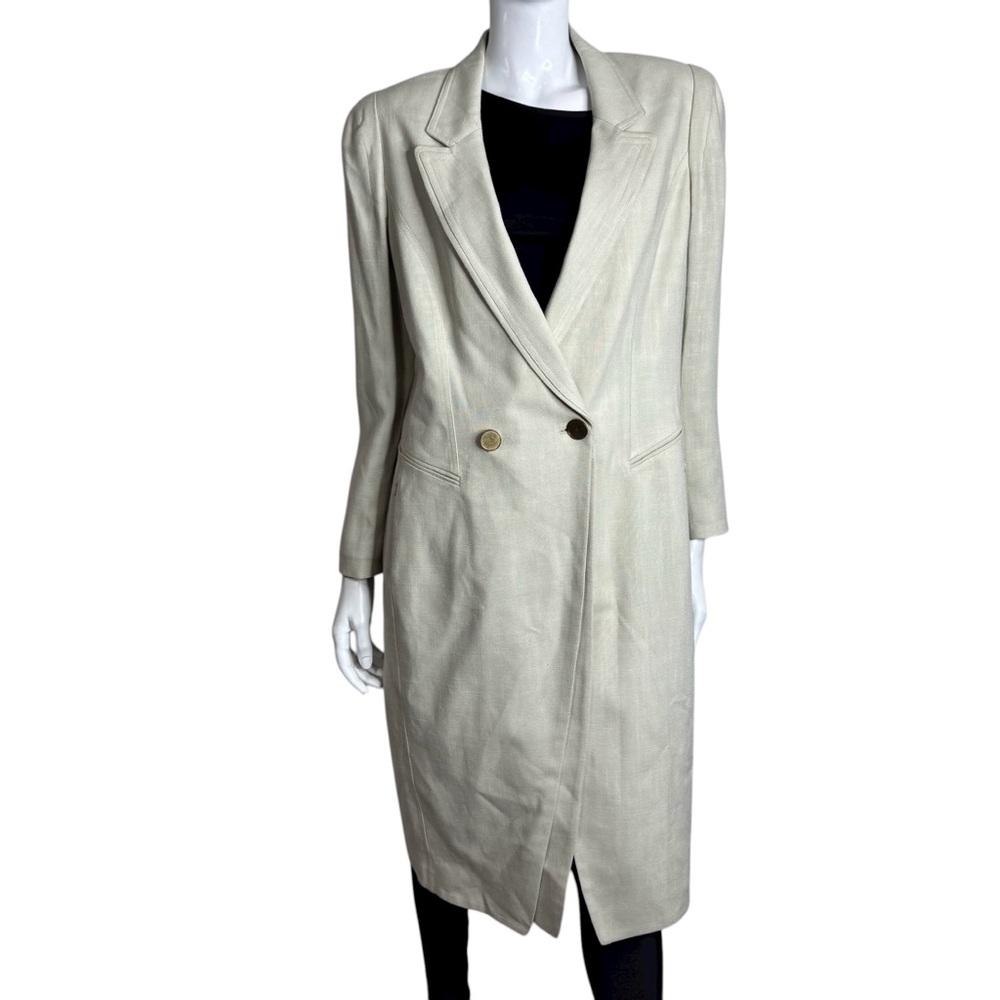 Elie Tahari Light Tan Double Breasted Coat - Picture 2 of 9